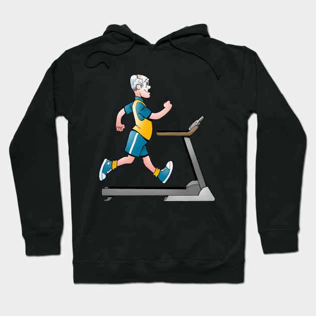 Man on a Treadmill Fitness Hoodie by Comic Dzyns